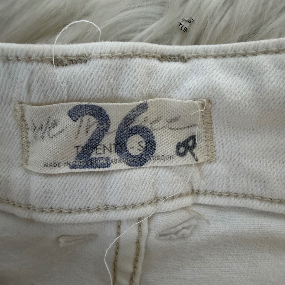 Free‎ People Shayla Pebble White High Rise Bootcut Jeans Double Button Size 26 - Picture 9 of 11